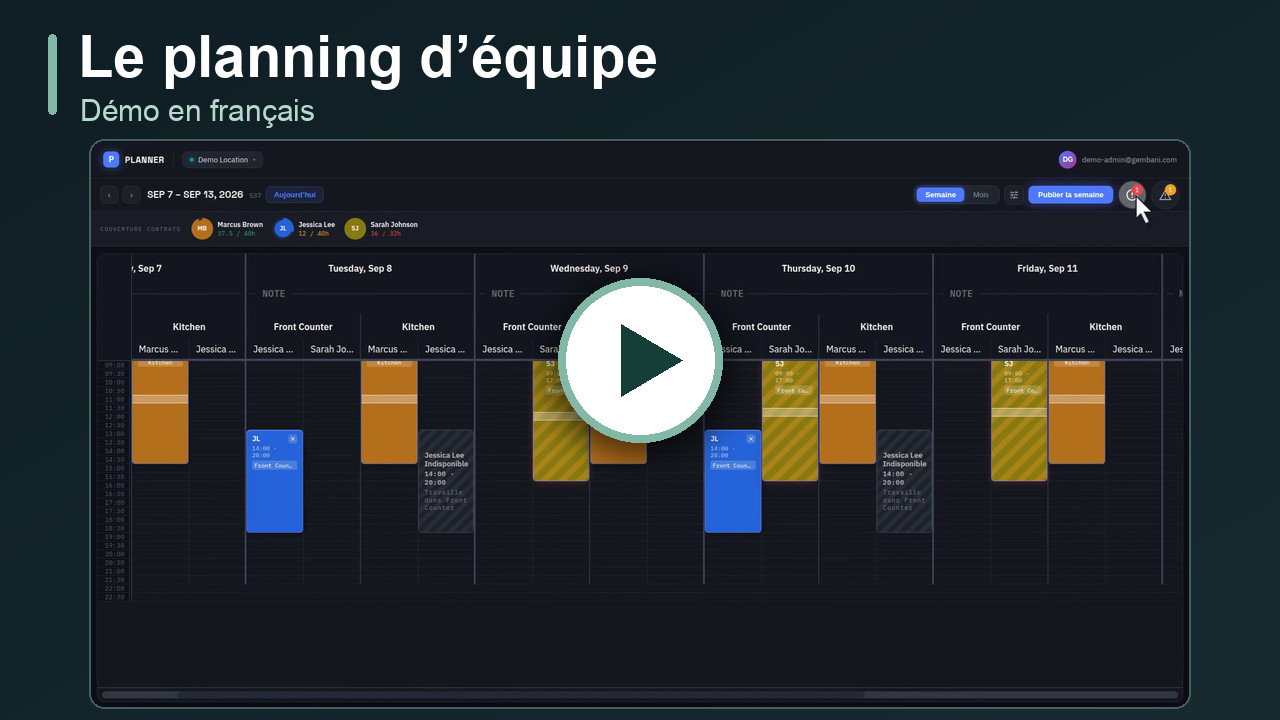 Voir la démo en français du planning d’équipe